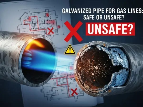 can you use galvanized pipe for gas, black vs galvanized pipe, gas line piping materials, zinc flaking gas lines, galvanized steel pipe uses